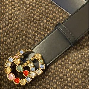 COPY - Vintage Gucci ruby and diamond studded Double G’s leather belt.